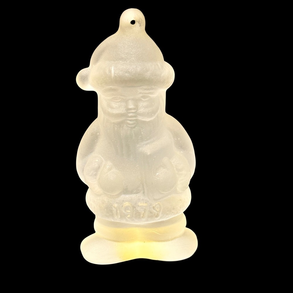 Vintage 1979 Goebel Charlottenhutte Frosted Glass Santa Claus Figurine Germany